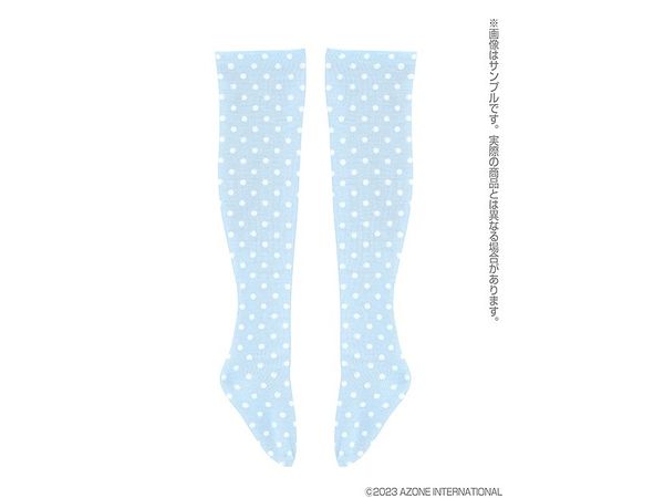 45 Polka Dot Pastel Knee High Socks Light Blue x White Dot