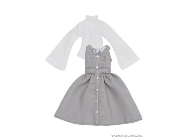 Pico D V Neck Jumper Dress Set Gray x Beige