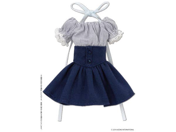 Off-Shoulder Sunny One-Piece Dress Navy Blue Stripes x Navy Blue (Picco Neemo Size)