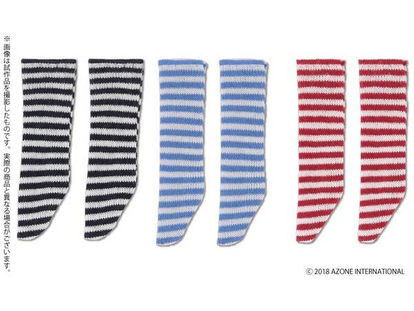 P!cco D: Striped Socks B Set White x Navy Blue, White x Light Blue, White x Red