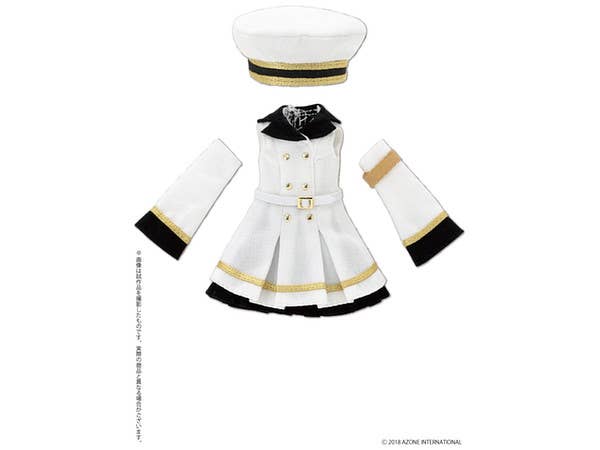 Military One-piece Dress White x Black