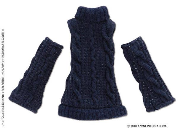 Turtle Knit One-piece Dress Navy