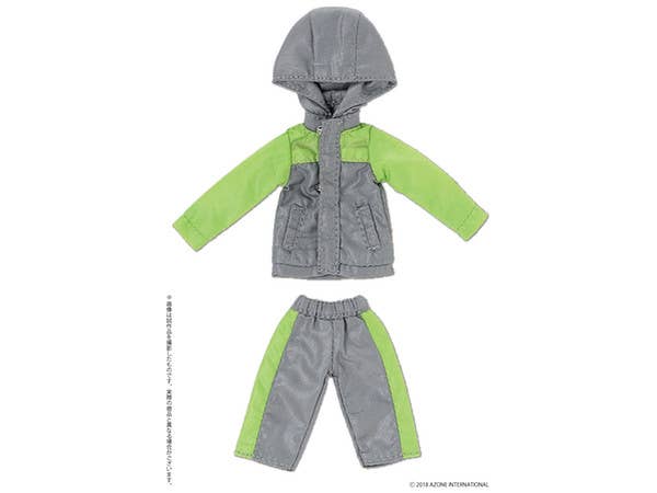 Mountain Parka & Short Pants Set Gray x Lime