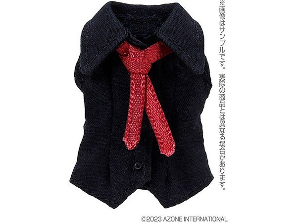 Boyish Girl No-sli Y-shirt & Tie Set Black x Bordeaux
