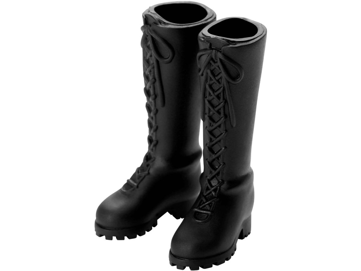 Lace-Up Long Boots (Approximately 39mm Length Soft Vinyl) Black