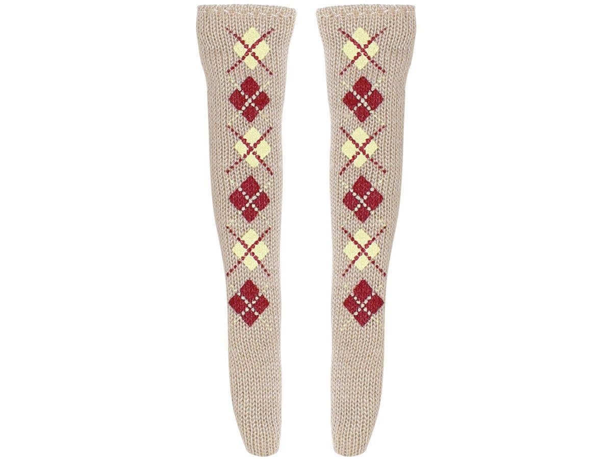 Argyle Knee Socks Beige