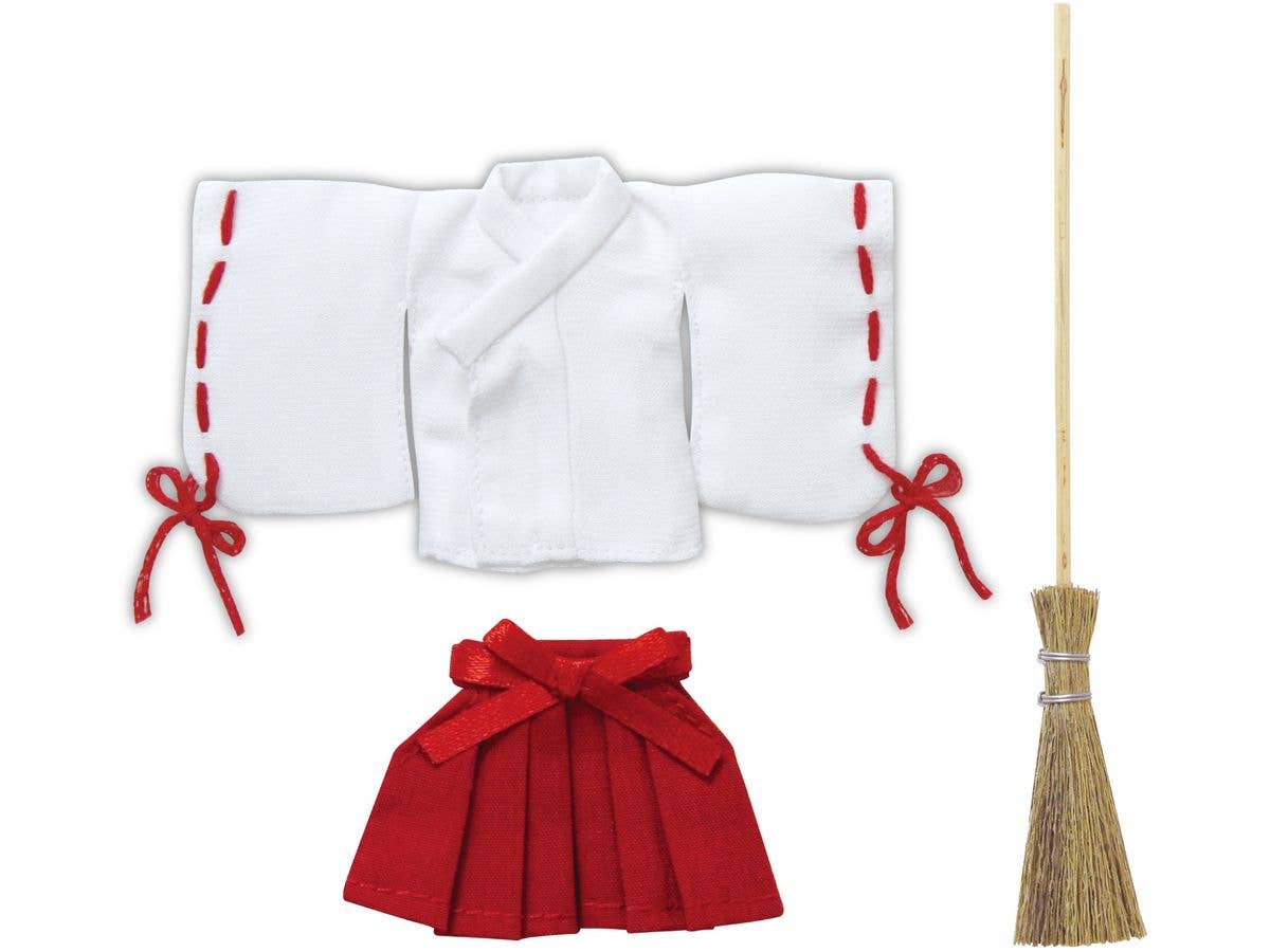 Mini-Length Shrine Maiden Outfit (Mini Shrine Maiden Outfit, Hakama, Broom) White x Red