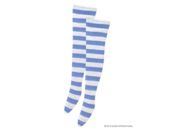 Pure Neemo M - Alice Border Knee Socks - Light Blue x White