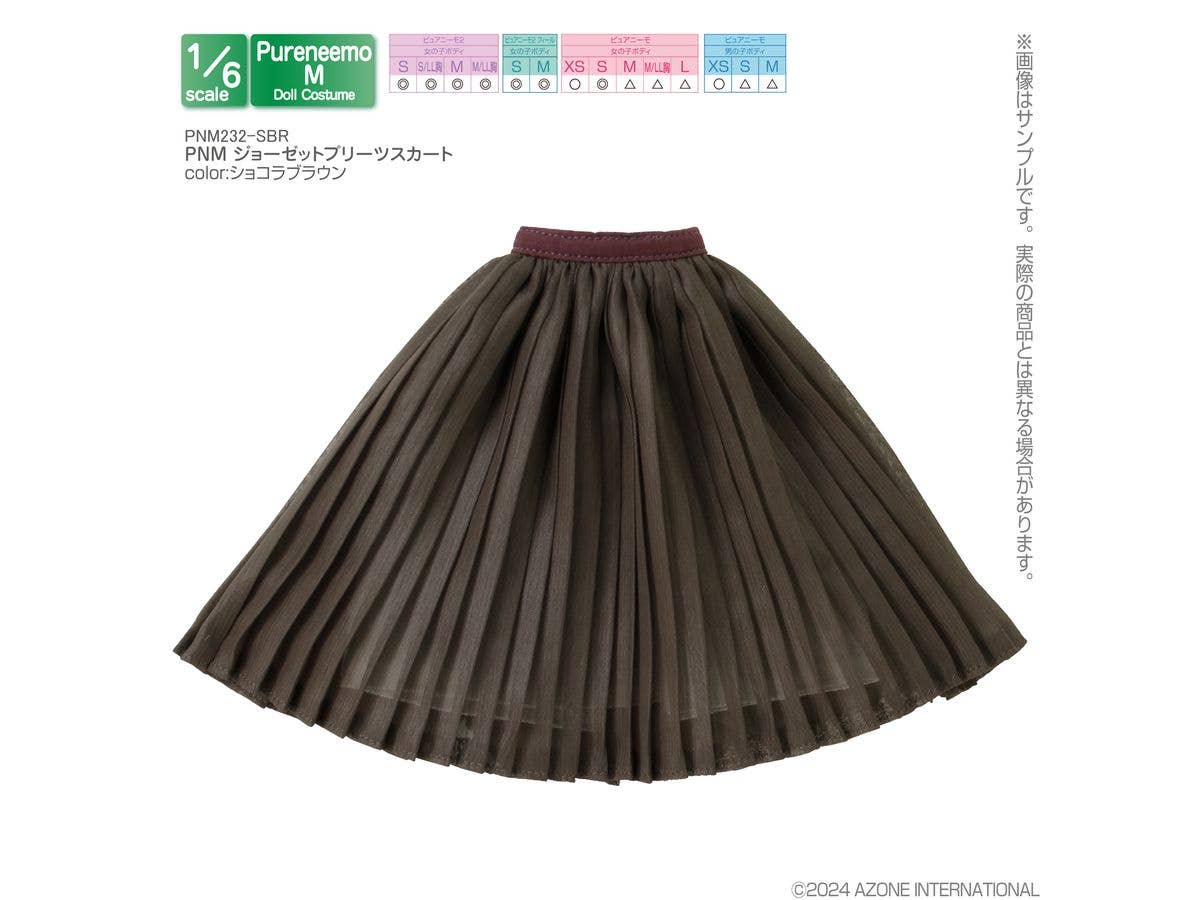 PNM Georgette Pleated Skirt Chocolate Brown