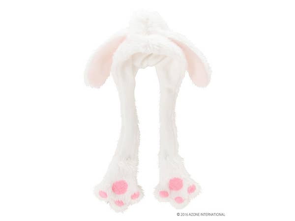 Lop Eared Rabbit Hood Scarf White