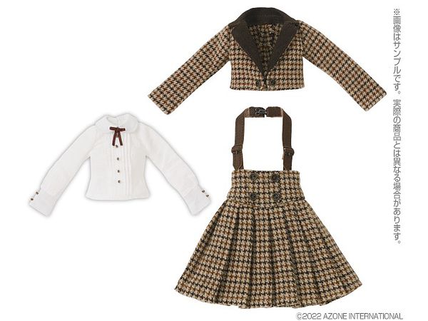 Clothing Store in Komorebi Forest PNS Omekashi Suspender Pleated Skirt Set Beige Check x Brown