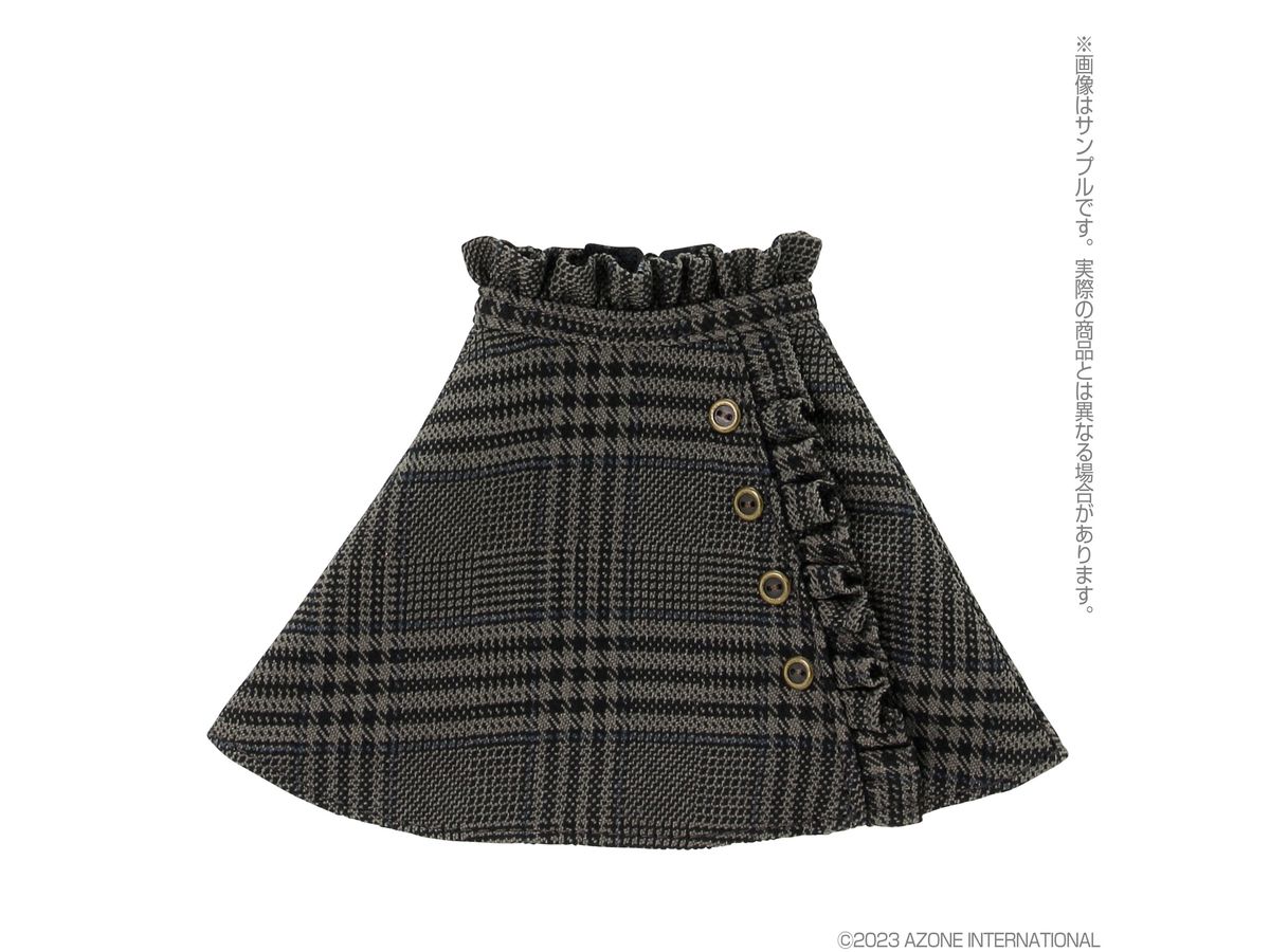PNS Side Frill Skirt Sensual Check Black