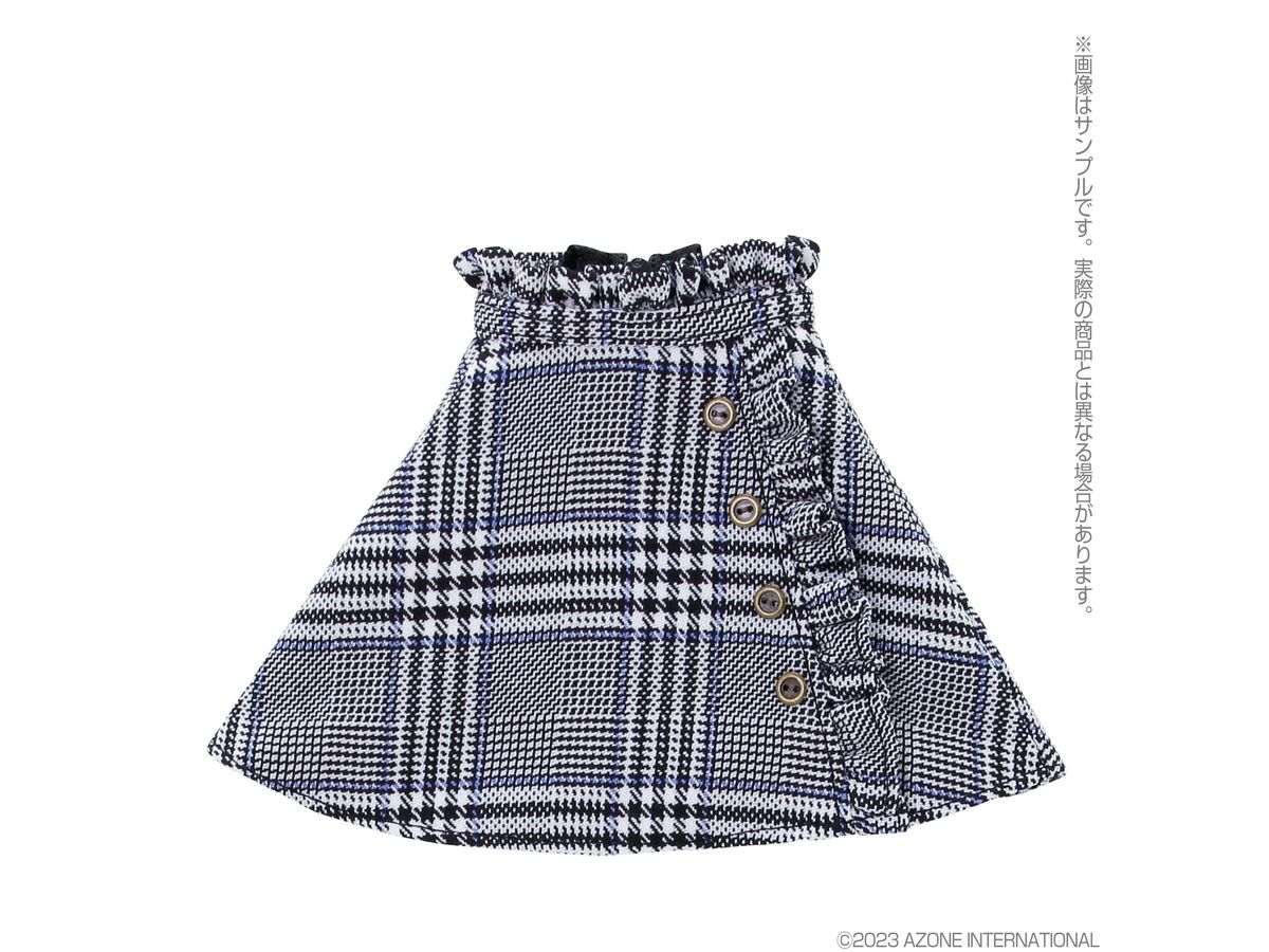 PNS Side Frill Skirt Sensual Check Light Gray
