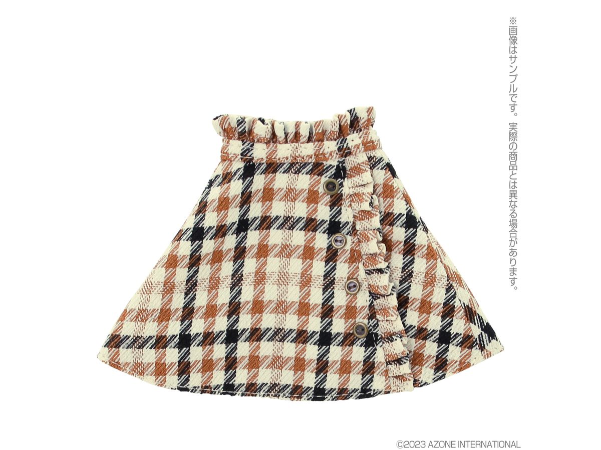 PNS Side Frill Skirt Casual Check Beige