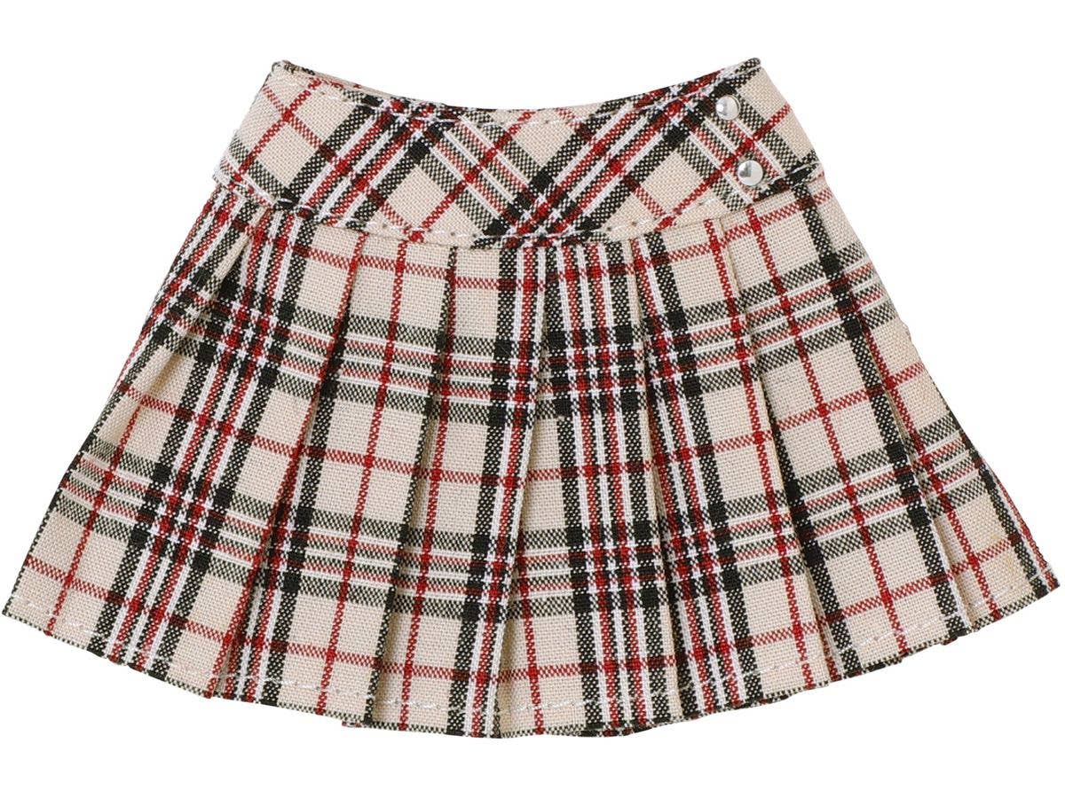 PNS Side Button Pleated Skirt III Beige Check