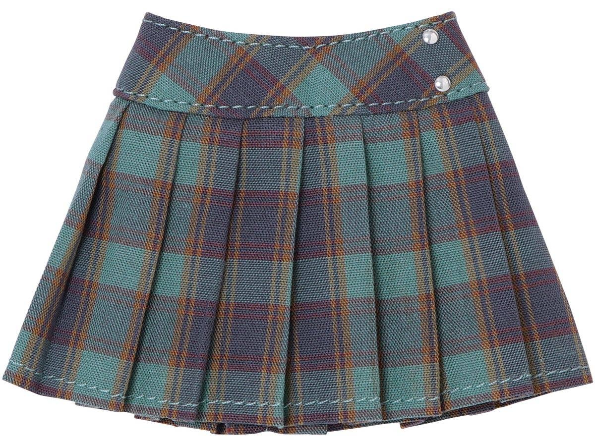 PNS Side Button Pleated Skirt III Blue Check