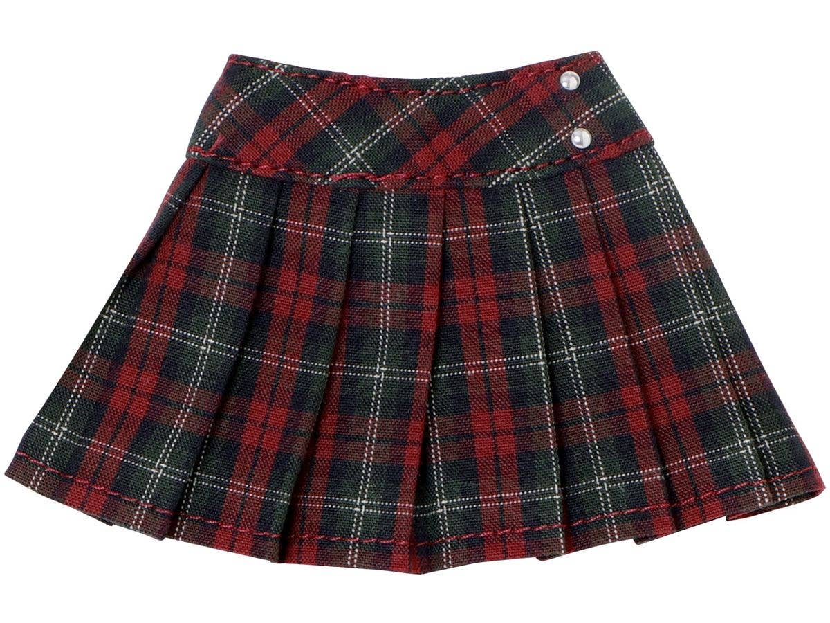 PNS Side Button Pleated Skirt III Red Check