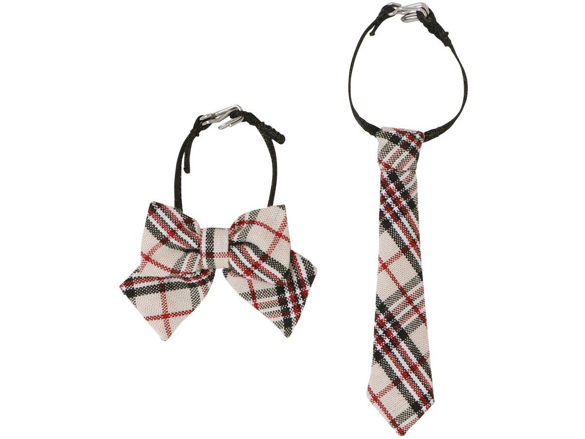 PNS Ribbon & Tie set (Pattern) Beige Check