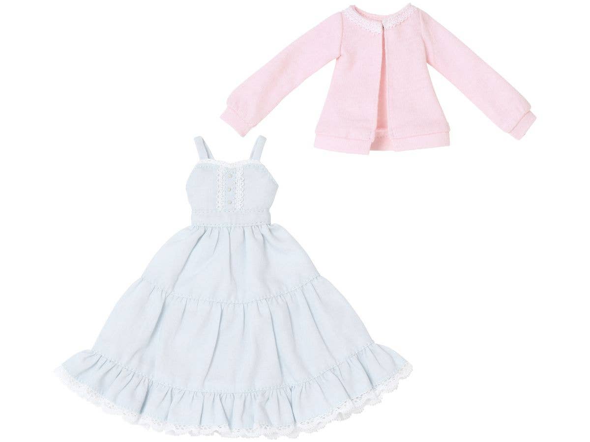 PNS Tiered Camisole Dress & Cardigan set Baby Blue x Pink