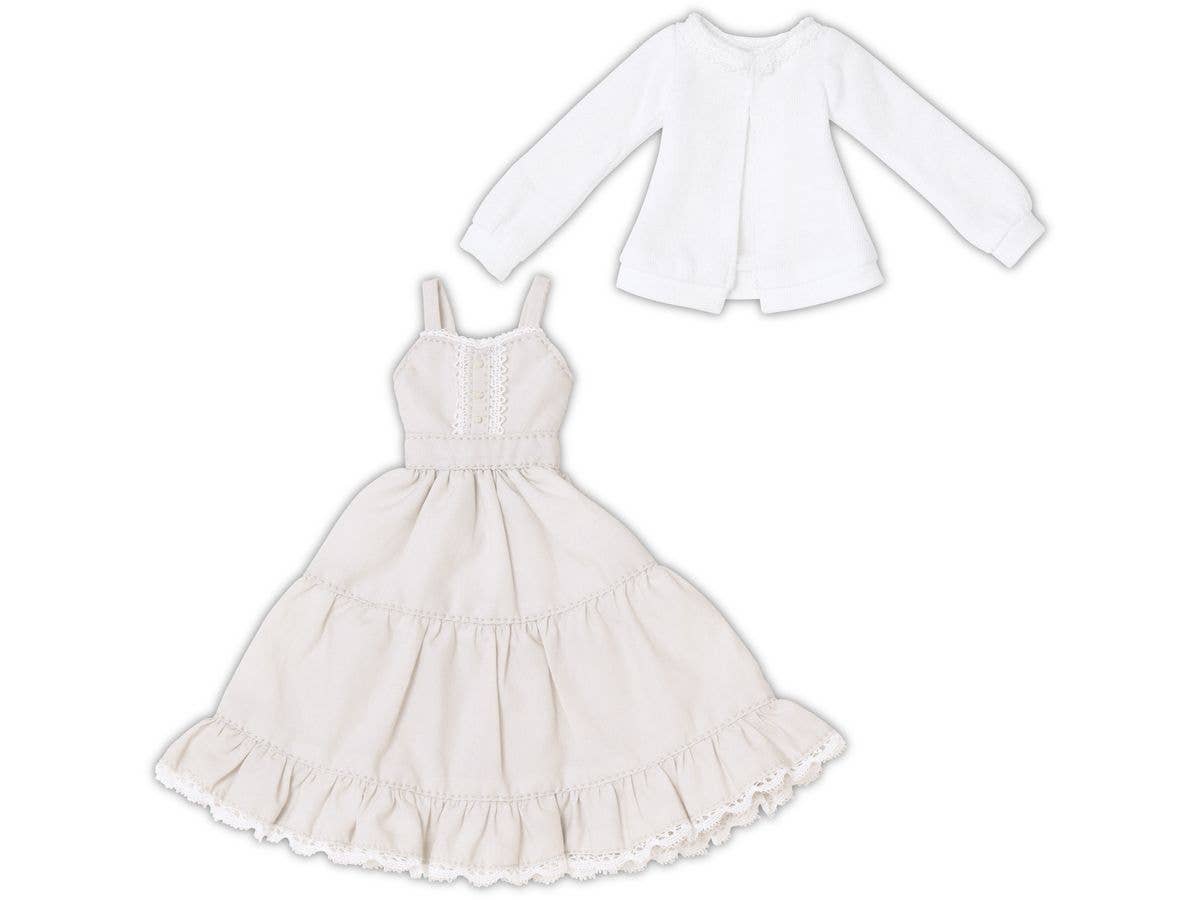 PNS Tiered Camisole Dress & Cardigan set Greige x White