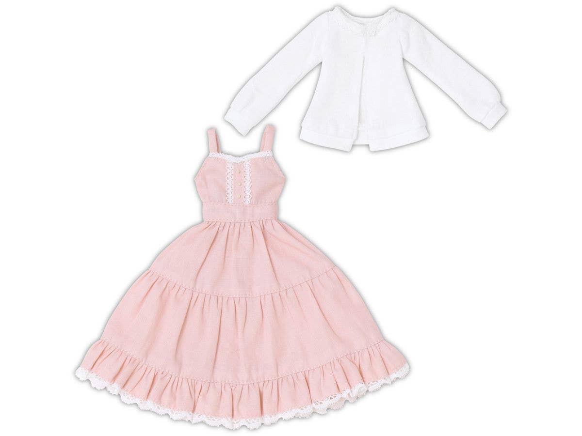 PNS Tiered Camisole Dress & Cardigan set Pink x White