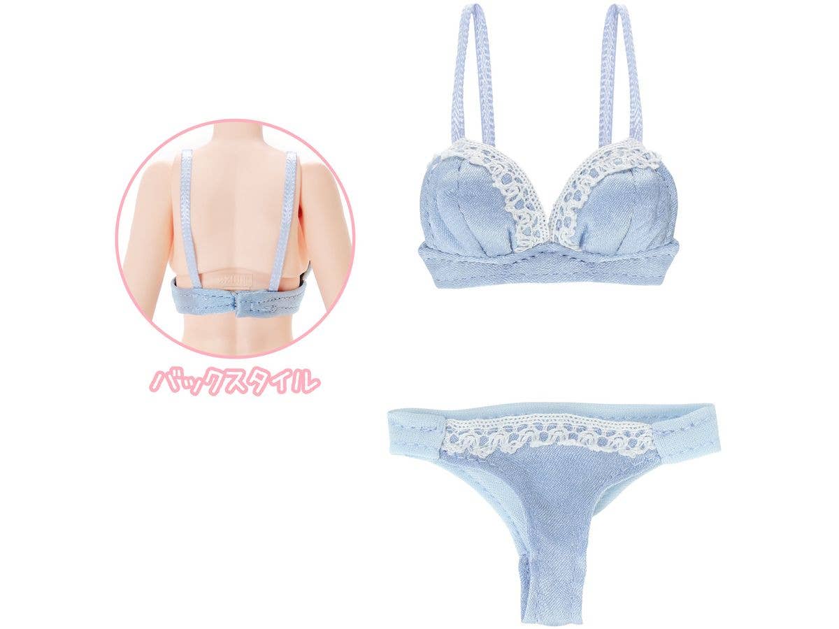 Q'z Elegant Lace Bra & Panty set Light Blue x White