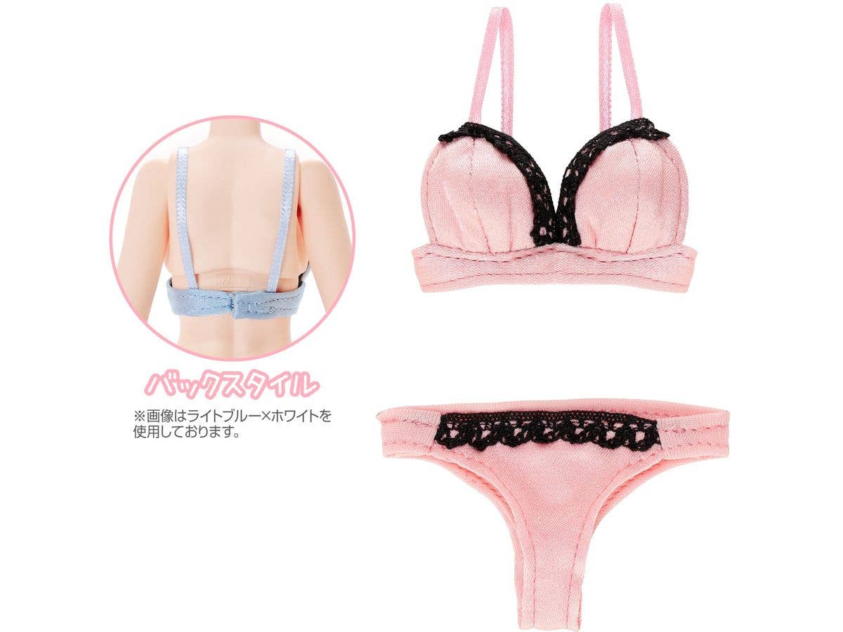 Q'z Elegant Lace Bra & Panty set Pink x Black