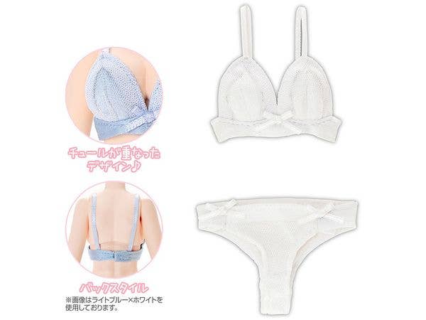 Q'z Overtulle Bra & Shorts set White x White