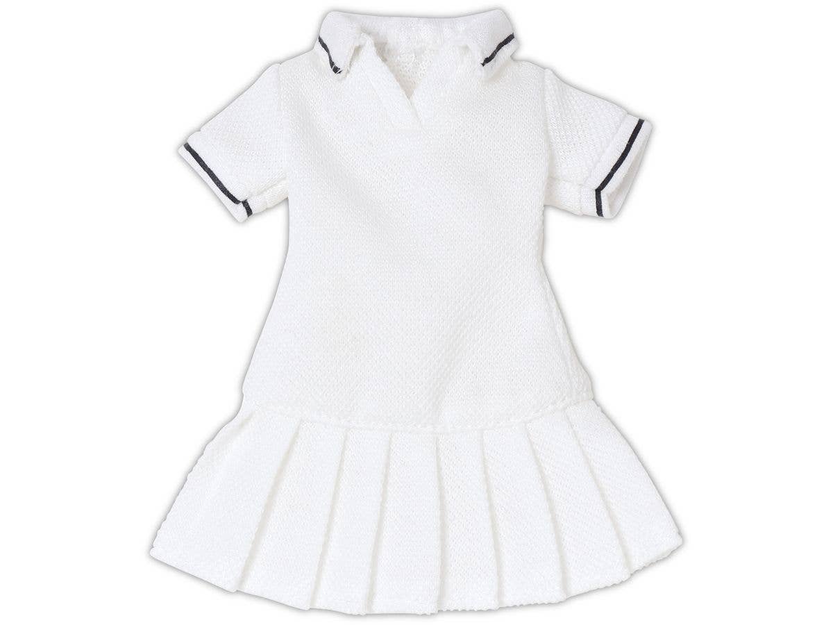Q'z Pleated Polo Mini Dress White