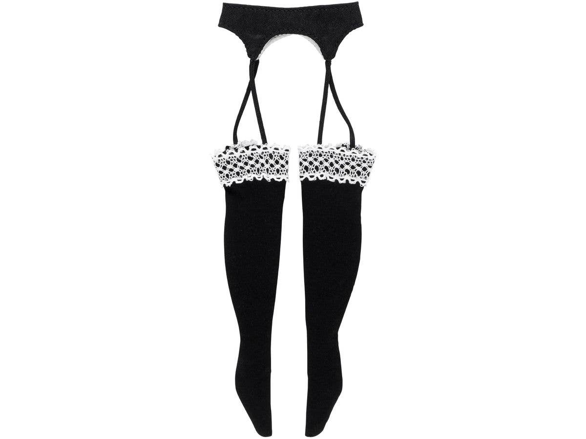 Q'z Knit Garter Stockings Black x White