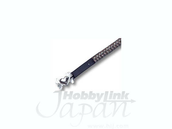 60cm Heart Buckle Studded Belt Black