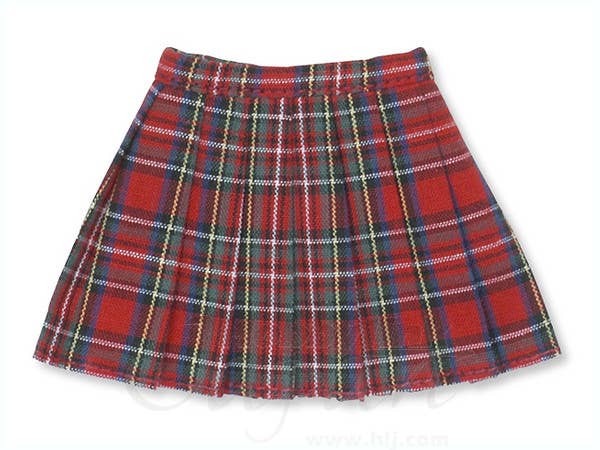 Pleated Tartan Check Skirt Red