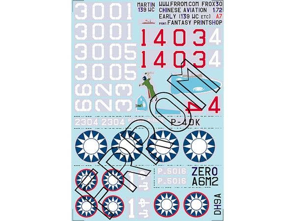 Chinese Aviation Early (Martin 139 WC, DH-9, Zero, P-40K) A7 size