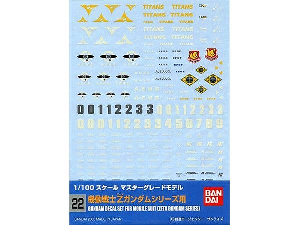 GD-22 Z Gundam MG Series Decal