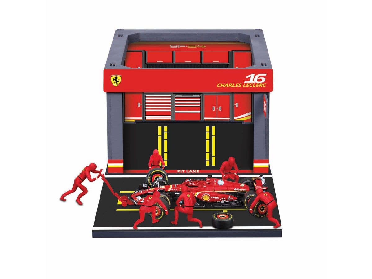 Ferrari Pit Pass Set Sf-24 No.16 C. Leclerc (6-Piece Crew Set, Paddock Garage)