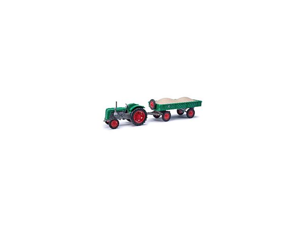 Famous Tractor with Gravel Trailer Green H0