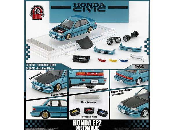 Honda Civic EF2 1991 Custom Blue / Black Hood RHD