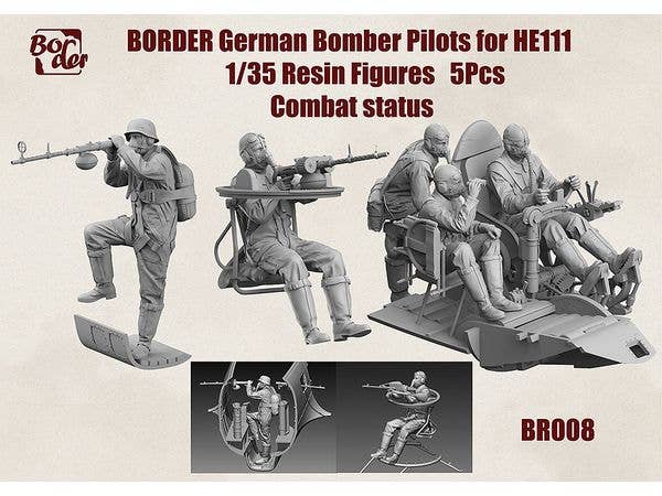BORDER German Bomber Pilots for HE111 (Resin Figures 5Pcs Combat status)