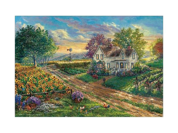 Jigsaw Puzzle: Sunflower Blooming Country Road 300P (38 x 26cm)