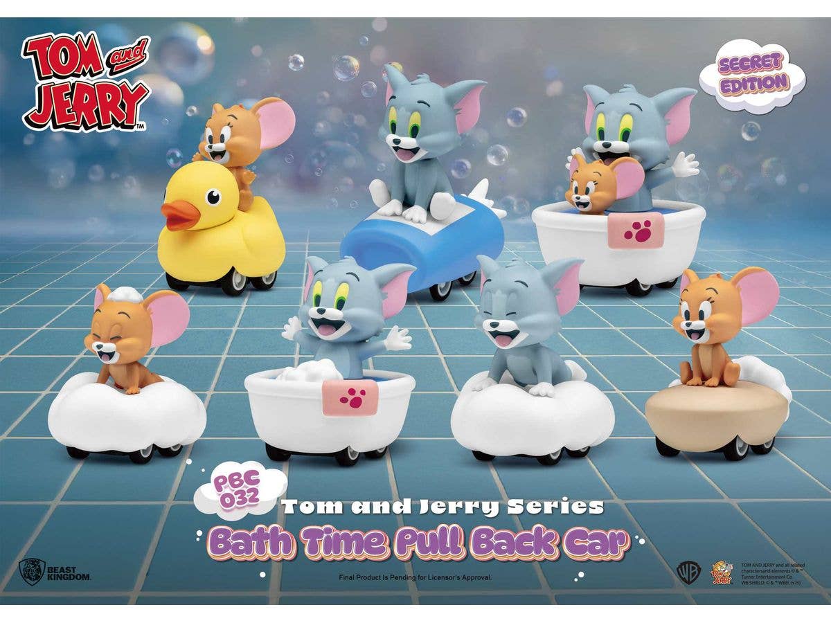 PBC-032 Tom and Jerry Series Bath Time Pull Back Car Blind Box 1Box 6pcs