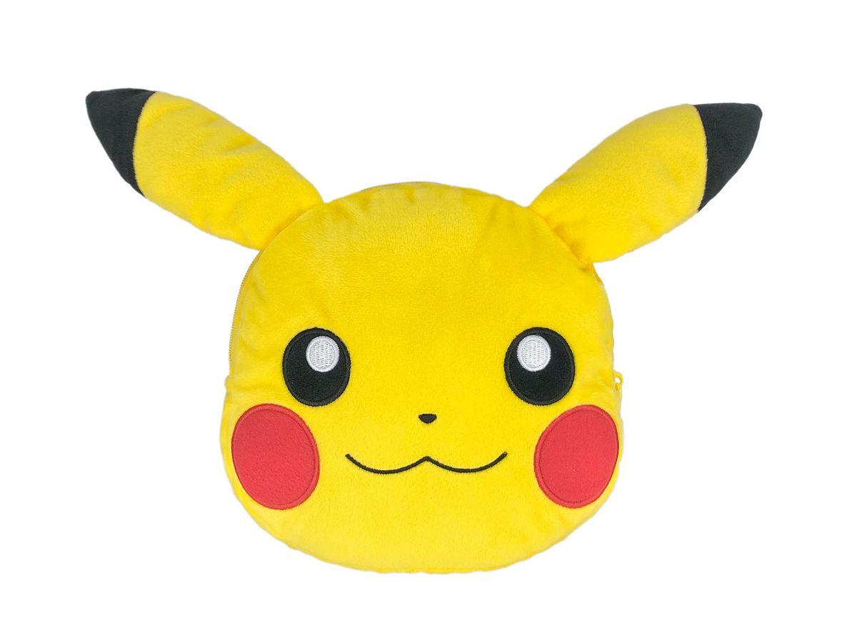 Pokemon Large Face-Shaped Stuffed Toy Pouch A Pikachu