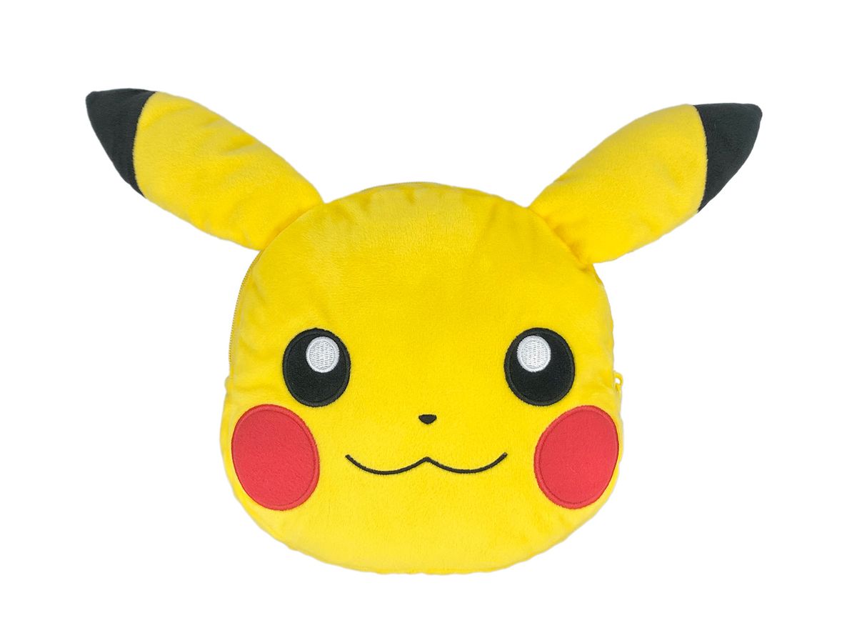 Pokemon Large Face-Shaped Stuffed Toy Pouch A Pikachu