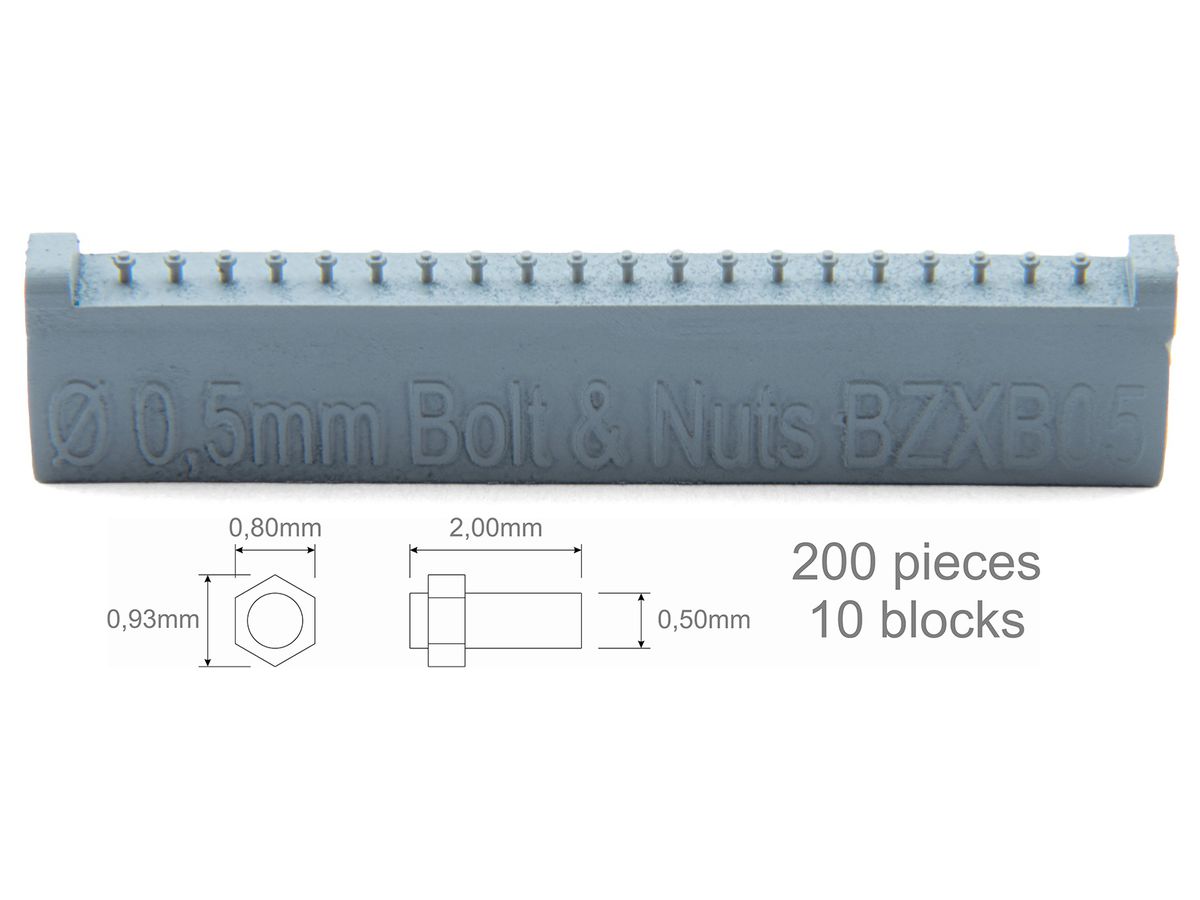 Screw 0,50mm + Nut 0,80x0,93mm 200 pieces