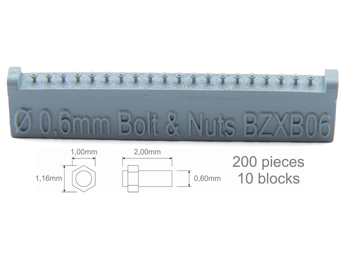 Screw 0,60mm + Nut 1,00x1,16mm 200 pieces