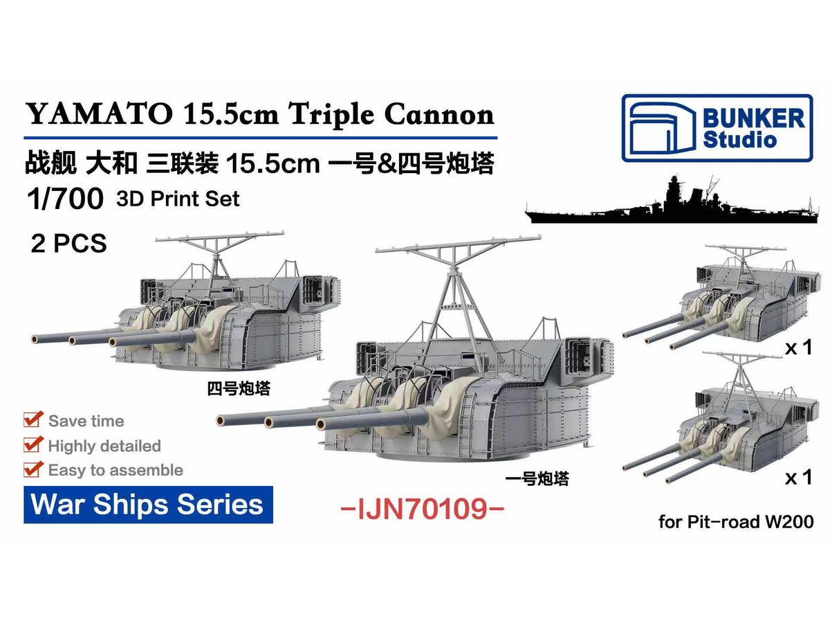 YAMATO 155mm Triple Cannon No.1 & No.4 (1945)