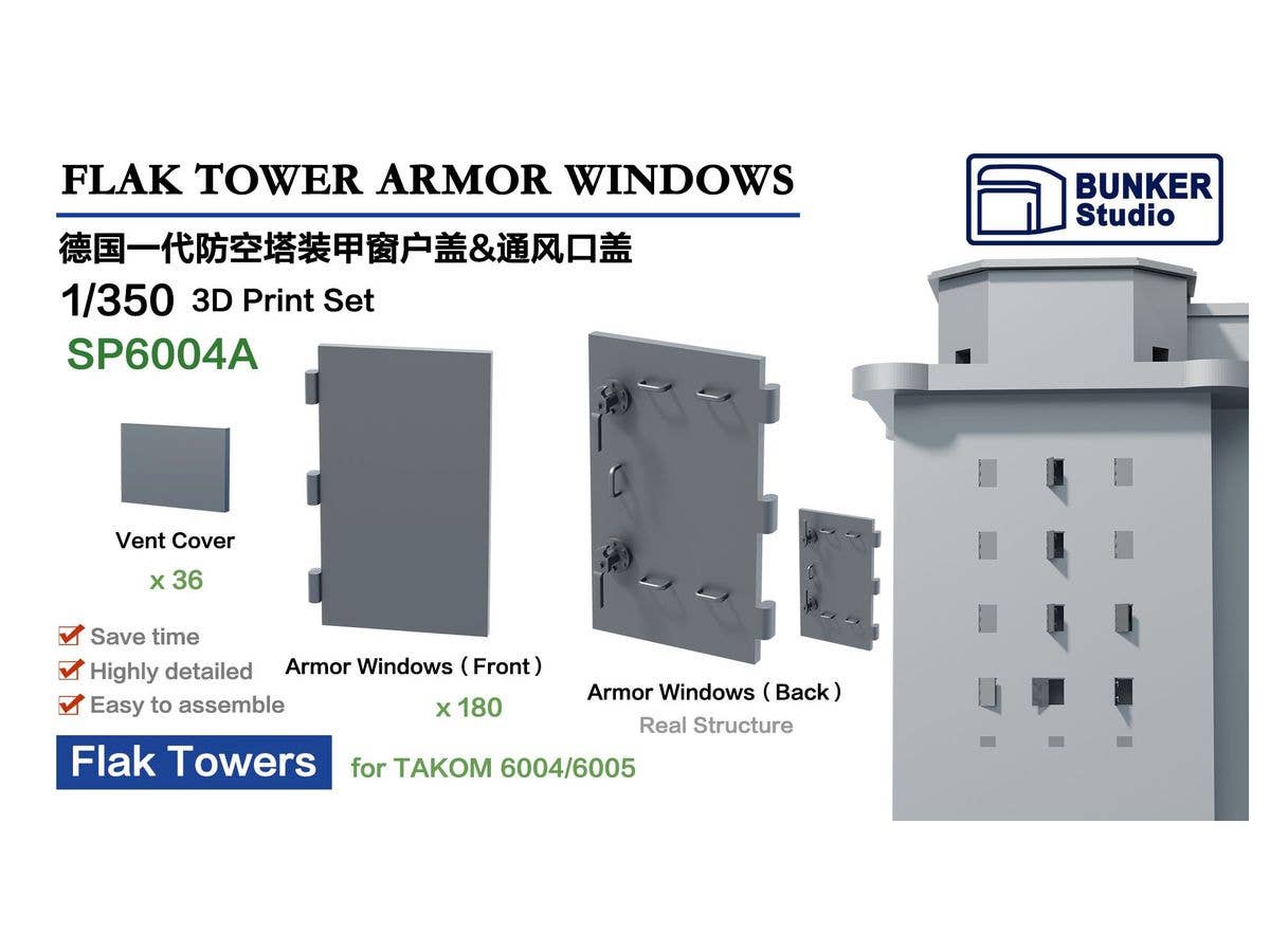 Flak Tower Armor Windows & Vent Cover Set (For TAKOM TKO6004 & 6005)