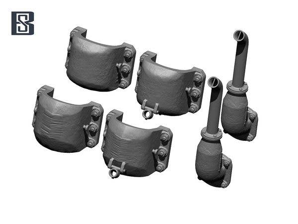 WWII German King Tiger/Jagdtiger Exhaust Pipe & Armor Cover Set