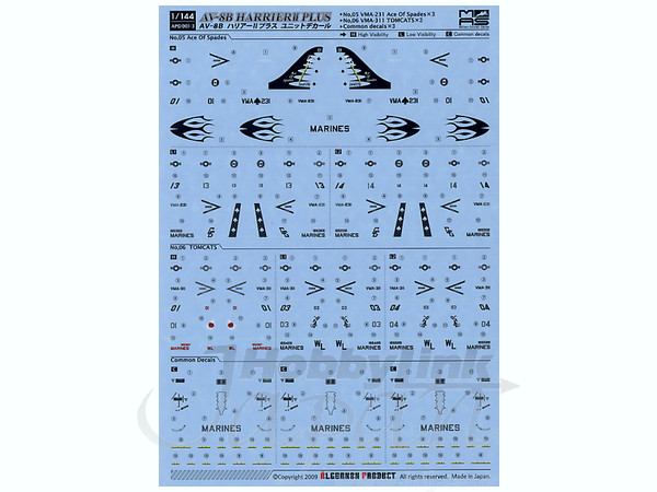 AV-8B Harrier II Plus Unit Decal 3 VMA-231 Ace of Spades & Tomcats