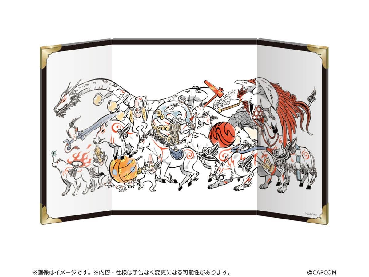 [Okami 20th Anniversary Reprint Art Project] Mini Folding Screen Celestial Brush Gods Grand March -from Okami 10th Anniversary-