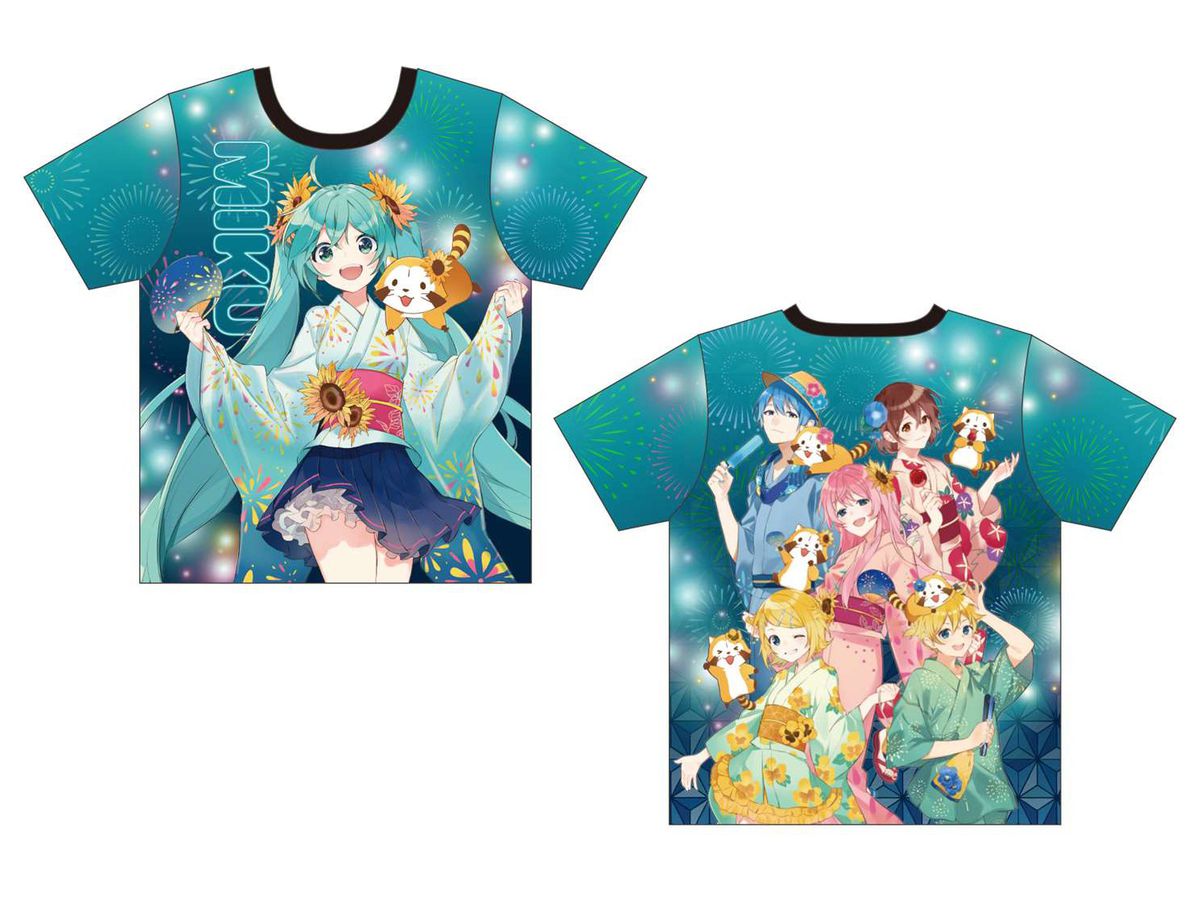 Hatsune Miku x Raccoon 2020 Summer: Full Graphic T-Shirt L Size